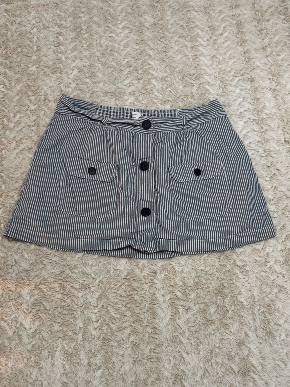 American Eagle Outfitters Black and White Striped Button-Front Mini Skirt